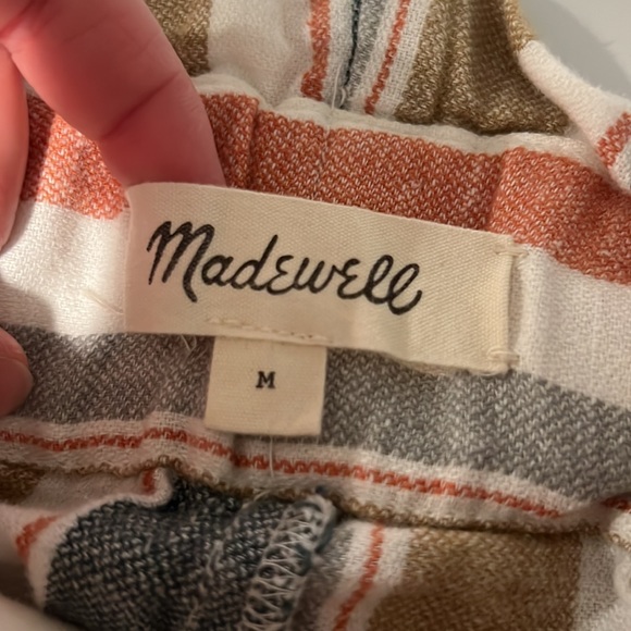 Madewell Tie Waist Huston Pull On Crop Stripe Pants Size Medium - Picture 7 of 7